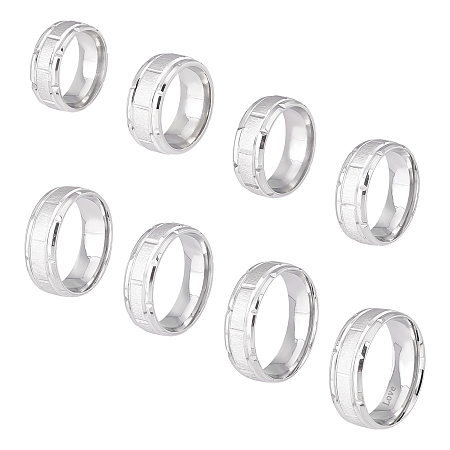 UNICRAFTALE 8pcs Stainless Steel Grooved Finger Ring 8 Size Blank Core Ring Hypoallergenic Ring for Inlay Ring Jewelry Wedding Band Making 15.9~23mm