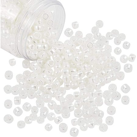 NBEADS About 500 Pcs Pearl Beads, 8mm ABS Plastic Imitation Round Large Hole Beads, Loose Spacer Beads Findings for DIY Craft Necklaces Bracelets Jewelry Making, Creamy White