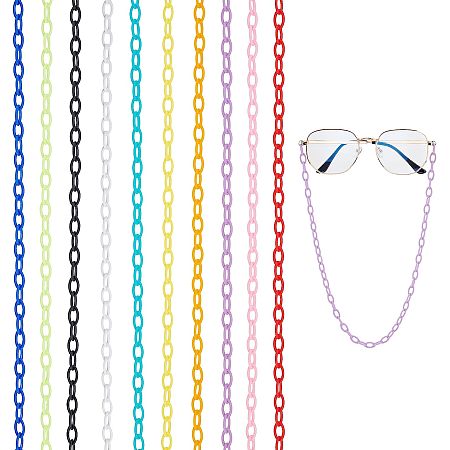 PandaHall Elite 20 Strand Acrylic Cable Chains 10 Colors Oval Shape Curb Chain 18.5