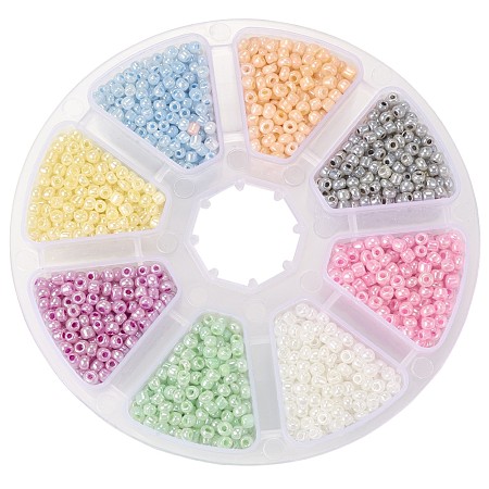 PandaHall Elite Multicolor 8/0 Ceylon Glass Seed Beads Diameter 3mm Loose Beads for Jewelry Making, about 3500pcs/box