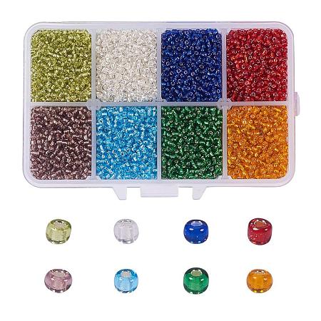 ARRICRAFT 1 Box Mixed Color 12/0 Glass Seed Beads Transparent Silver Lined Loose Spacer Mini Glass Seed Beads