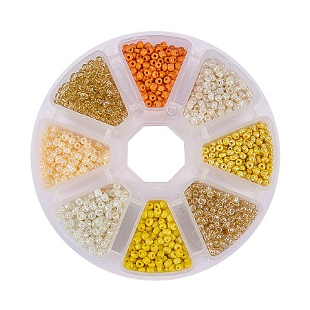 ARRICRAFT 1 Box (About 3600pcs) 8/0 Mixed Yellow Round Glass Seed Beads, 3mm