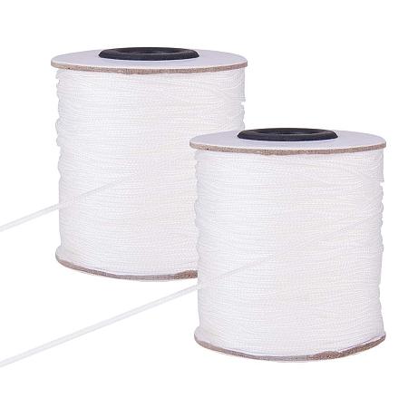 PandaHall Elite 2 Roll 1mm 100m/ 109 Yards White Polyester Ribbon Braided Lift Shade Cord for Blinds Windows Roman Shade Repair, Gardening Plant Craft (656 Feet Totally)