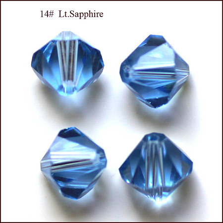 Honeyhandy Imitation Austrian Crystal Beads, Grade AAA, Faceted, Bicone, Cornflower Blue, 3x3mm, Hole: 0.7~0.9mm
