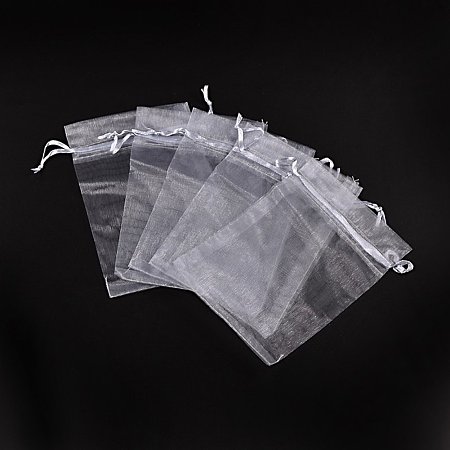 NBEADS 100pcs 4x6 Inch Light Grey Organza Gift Bags with Drawstring Storage Bags Candy Pouch Party Wedding Favor Gift Bags