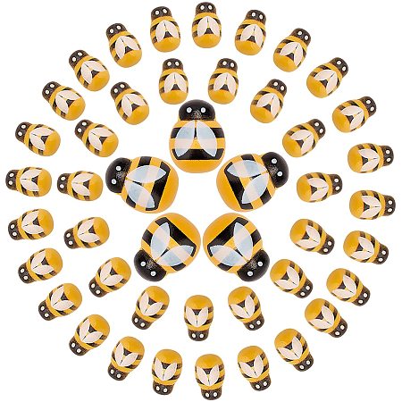 Arricraft 400 Pcs Spray Painted Wooden Bees, 2 Sizes Flatback Bumble Bees Stickers for Slime Craft, Beehive Decoration, Baby Shower, School Project