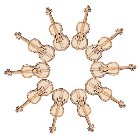 NBEADS 100PCS Violin Shaped Wooden Pendant for Crafts Wooden Tags Decorations Key Ring Pendant Findings