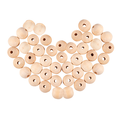 PandaHall Elite 200 Pcs 16mm (3/5 Inch) Natural Unfinished Wood Spacer Beads Round Ball Wooden Loose Beads for Crafts DIY Jewelry Making