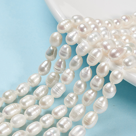ARRICRAFT Grade A Natural Cultured Freshwater Pearl Beads Strands, Rice, Natural Color, White, 6~7mm, Hole: 0.8mm