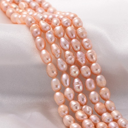 Arricraft Grade A Natural Cultured Freshwater Pearl Beads Strands, Rice, Natural Color, Pearl Pink, 4~5mm, Hole: 0.8mm