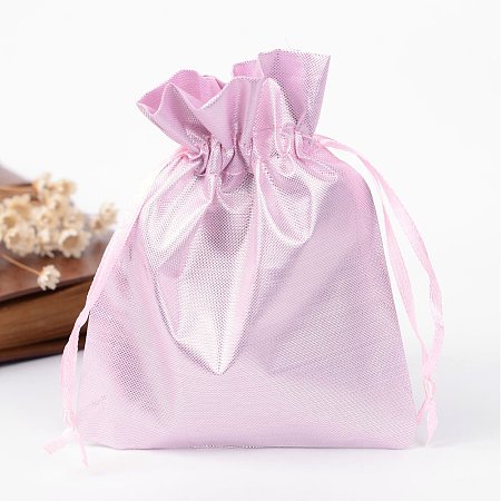 NBEADS 10 Pcs 4.7x3.5 Inch Pink Gift Bags Samples Pouches Drawstring Bags Jewelry Pouches Favor Bags
