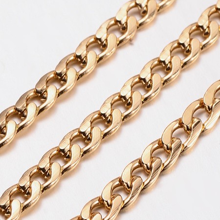 ARRICRAFT Aluminium Twisted Chains Curb Chains, Unwelded, Lead Free and Nickel Free, Oxidated in Gold, Size: about Chain: 9mm long, 5mm wide, 1.5mm thick