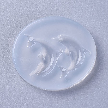 Honeyhandy Silicone Molds, Resin Casting Molds, For UV Resin, Epoxy Resin Jewelry Making, Dolphin, White, 75x66x10mm, Dolphin: 40x23mm