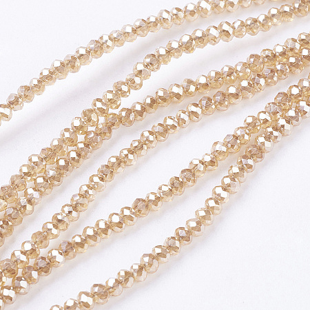 Honeyhandy 1 Strand Electroplate Glass Beads Strands, Full Rainbow Plated, Faceted, Rondelle, Sandy Brown, 2.5x2mm, Hole: 1mm, about 190~195pcs/strands, 17.5 inch