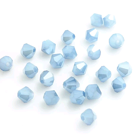 Arricraft Electroplate Glass Imitation Jade Beads Strands, Faceted, Rainbow Color Plated, Grade AAA, Bicone, Sky Blue, 4mm, Hole: 1mm, about 98~100pcs/strands, 14.96 inches~15.7 inches