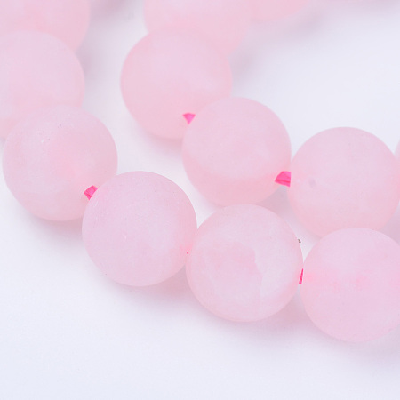 Honeyhandy Natural Rose Quartz Beads Strands, Round, Frosted, 6~6.5mm, Hole: 1mm, about 63pcs/strand, 15.5 inch