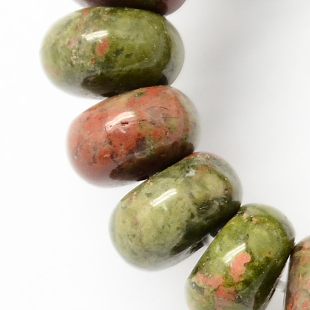 Honeyhandy Natural Unakite Stone Beads Strands, Rondelle, Olive, 8x5mm, Hole: 1mm, about 60~65pcs/strand, 15.7 inch