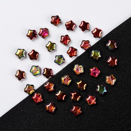 Arricraft Czech Glass Beads, Star, Dark Goldenrod, 6x6x3mm, Hole: 0.8mm, about 67pcs/10g