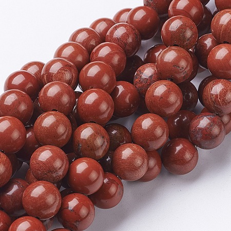 Honeyhandy Natural Red Jasper Round Beads Strands, FireBrick, 10mm, Hole: 1mm, about 38pcs/strand, 15.5 inch
