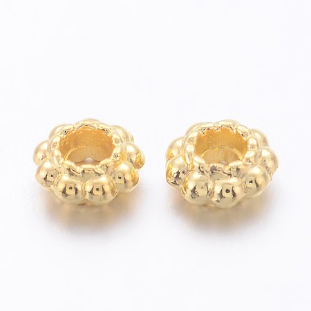 Honeyhandy Tibetan Style Alloy Spacer Beads, Lead Free & Cadmium Free, Flower, Golden, 6x3mm, Hole: 2.5mm