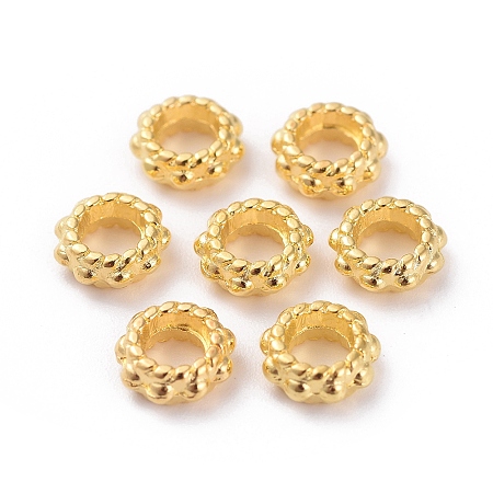 ARRICRAFT Tibetan Style Alloy Spacer Beads, Lead Free & Cadmium Free, Donut, Golden Color, 6mm in diameter, 3mm thick, hole: 3mm