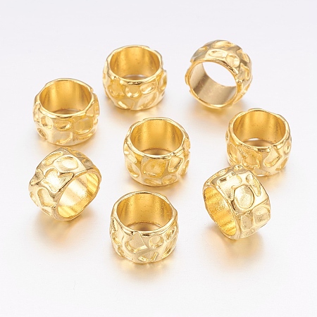 Honeyhandy Rondelle Tibetan Style Alloy Beads, Lead Free & Cadmium Free, Large Hole Beads, Golden, 13x8mm, Hole: 10mm
