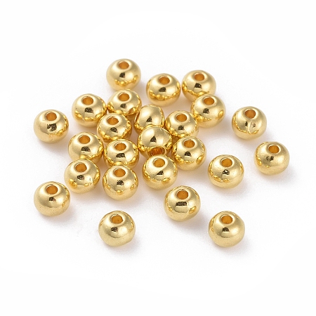 Honeyhandy Tibetan Style Spacer Beads, Lead Free & Cadmium Free, Round, Golden Color, about 5mm long, 5mm wide, 4mm thick, hole: 1.5mm
