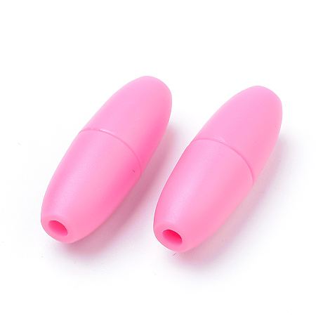 Honeyhandy Plastic Breakaway Clasps, For Rubber Silicone Teething Necklaces, Hot Pink, 24x9mm, Hole: 2.5mm