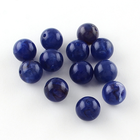 Honeyhandy Round Imitation Gemstone Acrylic Beads, Medium Blue, 8mm, Hole: 2mm