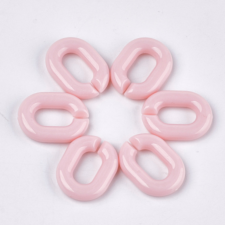 Honeyhandy Acrylic Linking Rings, Quick Link Connectors, For Jewelry Chains Making, Oval, Pink, 19x14x4.5mm, Hole: 11x5.5mm
