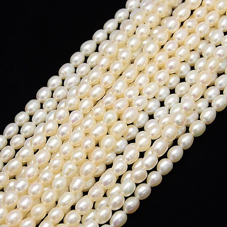 ARRICRAFT Grade A Natural Cultured Freshwater Pearl Beads Strands, Rice, Creamy White, 6~8x4~5mm, Hole: 0.8mm, about 71pcs/strand, 13.77 inches~14.17 inches