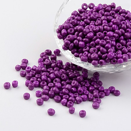 Honeyhandy 6/0 Baking Paint Glass Seed Beads, Dark Violet, 4~5x3~4mm, Hole: 1~2mm, about 427pcs/50g