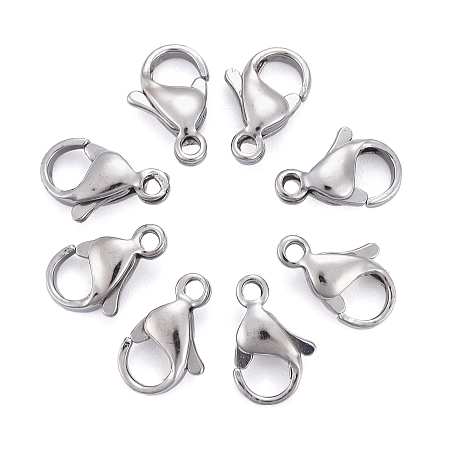 Honeyhandy 304 Stainless Steel Lobster Claw Clasps, Parrot Trigger Clasps, Manual Polishing, Size: about 7mm wide, 11mm long, 3.5mm thick, hole: 1.2mm