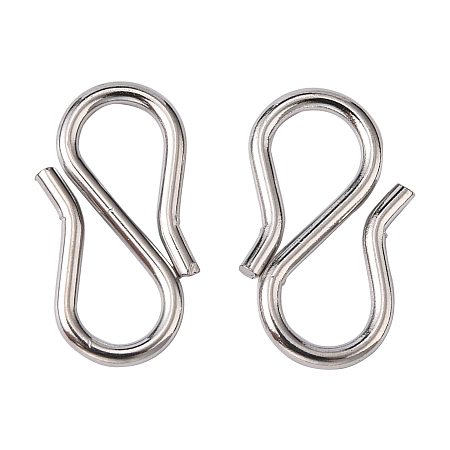 Honeyhandy 304 Stainless Steel S-Hook Clasps, Stainless Steel Color, 12x6x1mm