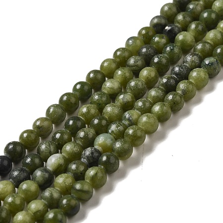 Honeyhandy Natural Gemstone Beads, Taiwan Jade, Round, Olive, about 4mm in diameter, hole: 0.8mm, about 88pcs/strand, 15 inch