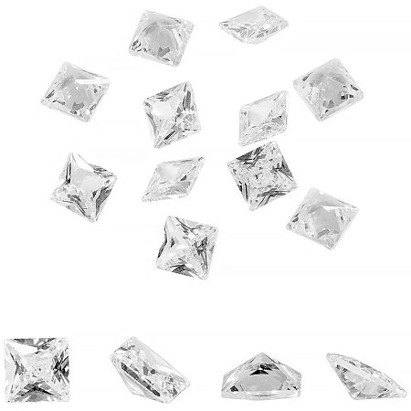 PandaHall Elite 100 pcs Square Clear Cubic Zircon Stone Loose Faceted Pointed Back Cabochons for Earring Bracelet Pendants Jewelry DIY Craft Making