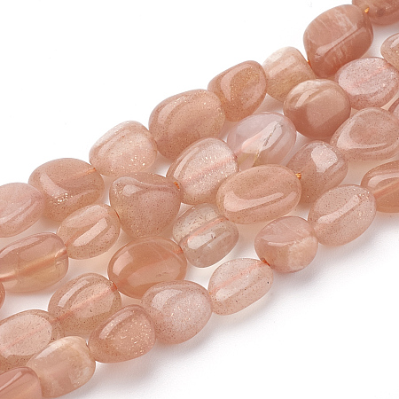 Arricraft Natural Sunstone Beads Strands, Oval, 7~12x6~8x3~6mm, Hole: 1mm, about 46pcs/strand, 15.7 inches