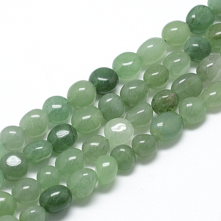 ARRICRAFT Natural Green Aventurine Beads Strands, Oval, 8~15x7~12x4~12mm, Hole: 1mm, about 30~45pcs/strand, 15.7 inches