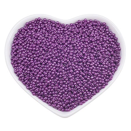Ornaland 12/0 Glass Seed Beads, Baking Varnish, Opaque Colours, Round, Purple, 2x1.5mm, Hole: 0.3mm; about 11200pcs/bag