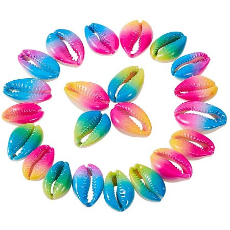 Arricraft 3 Color Spray Paint Cowrie Shell Beads 30pcs Smooth Cut Oval Seashells Beach Seashells Cowrie Shells Charm Beads with Big Hole for DIY Craft Jewelry Making