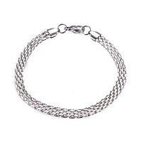Honeyhandy 304 Stainless Steel Bracelets, Mesh Chain Bracelets, Stainless Steel Color, 225x6x2.5mm(8-7/8 inch)
