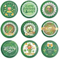 GLOBLELAND 9Pcs St. Patrick's Day Pinback Buttons Clovers Brooch Pins Picnic Camping Button Badges for Adults Kids Men or Women, 2.3Inch, Mixed Color, Matte Surface