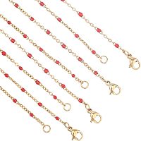 UNICRAFTALE 4pcs 17.51 inches(44.5cm) Unisex Golden Cable Chains Necklaces with Red Enamel Stainless Steel Chains Necklace with Lobster Claw Clasps Metal Chains for DIY Jewelry Necklace Making