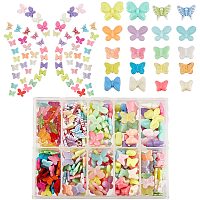 SUPERFINDINGS About 240Pcs 10 Style Transparent Butterfly Acrylic Beads Bowknot Opaque Acrylic Beads Plastic Butterfly Spacer Beads for Jewelry Making DIY Craft