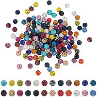 PandaHall Elite 240pcs 24 Color Rhinestones Pave Disco Beads, 10mm Polymer Clay Ball Beads Rhinestones Crystal Disco Ball Pave Beads for Bracelet Necklace Earring Jewelry Making