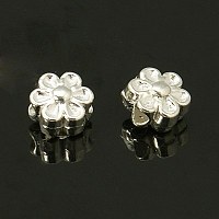 Honeyhandy Tibetan Style Jewelry Beads, Lead Free & Cadmium Free, Silver Color Plated, Zinc Alloy, Lovely Flower Shape, Silver Color Plated, 6.5x4.5mm, hole: 1mm