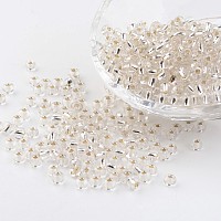 Honeyhandy 6/0 Round Silver Lined Round Hole Glass Seed Beads, White, 4mm, Hole: 1.5mm, about 496pcs/50g
