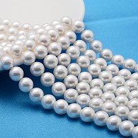 ARRICRAFT Shell Pearl Beads Strands, Grade A, Polished, Round, White, 8mm, Hole: 0.8mm, about 47~50pcs/strand, 16 inches