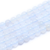 Arricraft Natural Blue Chalcedony Beads Strands, Round, 8~8.5mm, Hole: 0.8mm, about 46pcs/Strand, 15.08 inches(38.3cm)
