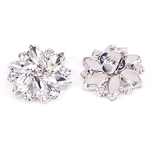 Fingerinspire Alloy Rhinestone Shoe Clip Findings, DIY Craft Buckles for Shoes Accessories, Platinum, 32x32x9mm; 2pcs/box